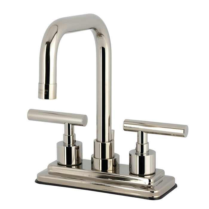 Kingston Sona KS6646CML - Manhattan Double-Handle 3-Hole Deck Mount 4-Inch Centerset Bathroom Faucet with Brass Pop-Up, Polished Nickel