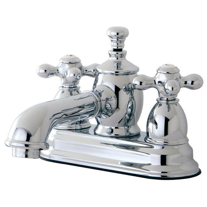 Kingston Tulare KS7001AX - English Country Double-Handle 3-Hole Deck Mount 4-Inch Centerset Bathroom Faucet with Brass Pop-Up, Polished Chrome