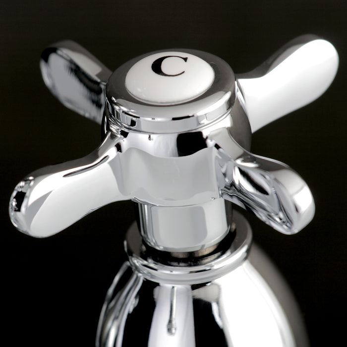 Kingston Tulare KS7001BEX - Essex Double-Handle 3-Hole Deck Mount 4-Inch Centerset Bathroom Faucet with Brass Pop-Up, Polished Chrome