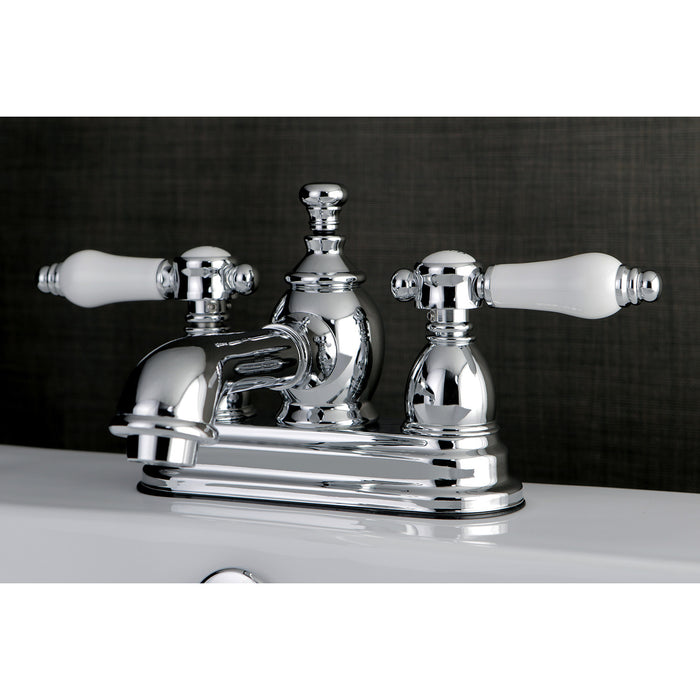 Kingston Tulare KS7001BPL - Bel-Air Double-Handle 3-Hole Deck Mount 4-Inch Centerset Bathroom Faucet with Brass Pop-Up, Polished Chrome