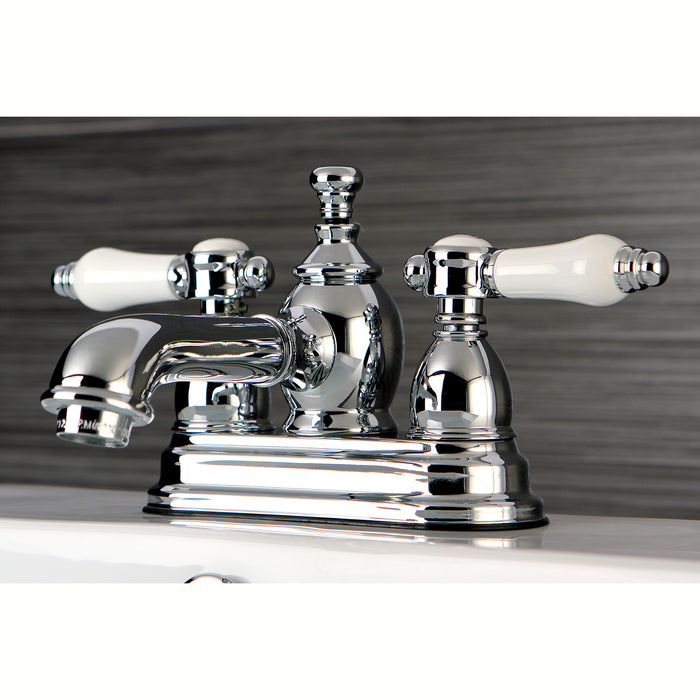 Kingston Tulare KS7001BPL - Bel-Air Double-Handle 3-Hole Deck Mount 4-Inch Centerset Bathroom Faucet with Brass Pop-Up, Polished Chrome