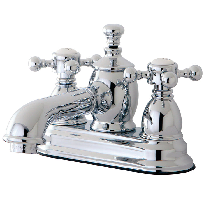 Kingston Tulare KS7001BX - English Country Double-Handle 3-Hole Deck Mount 4-Inch Centerset Bathroom Faucet with Brass Pop-Up, Polished Chrome