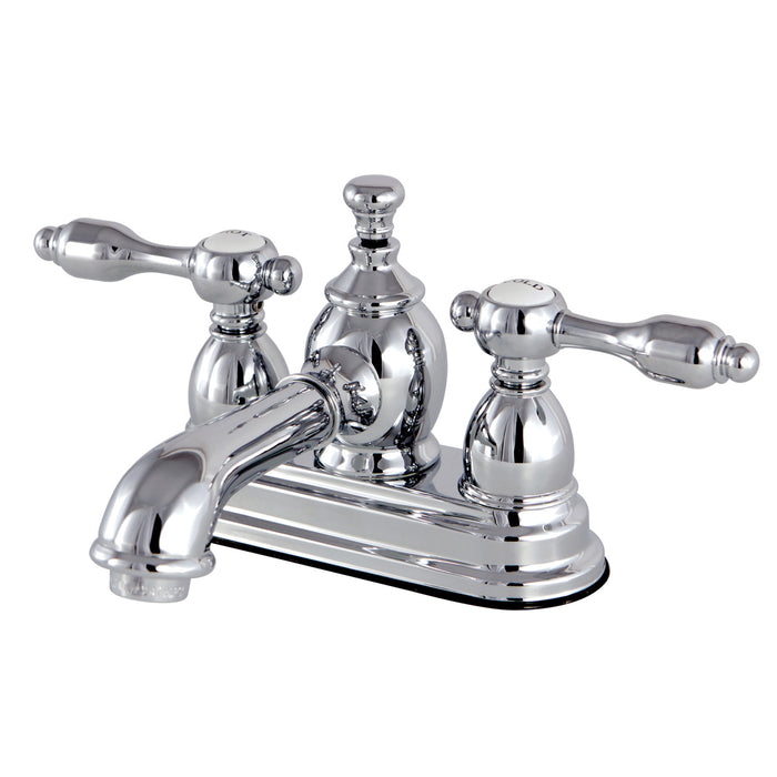 Kingston Tulare KS7001TAL - Tudor Double-Handle 3-Hole Deck Mount 4-Inch Centerset Bathroom Faucet with Brass Pop-Up, Polished Chrome