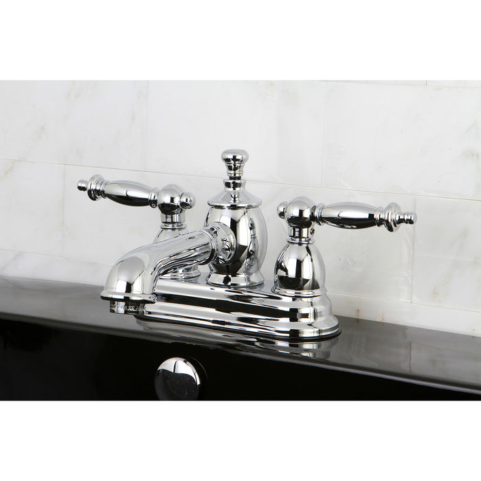 Kingston Tulare KS7001TL - Templeton Double-Handle 3-Hole Deck Mount 4-Inch Centerset Bathroom Faucet with Brass Pop-Up, Polished Chrome