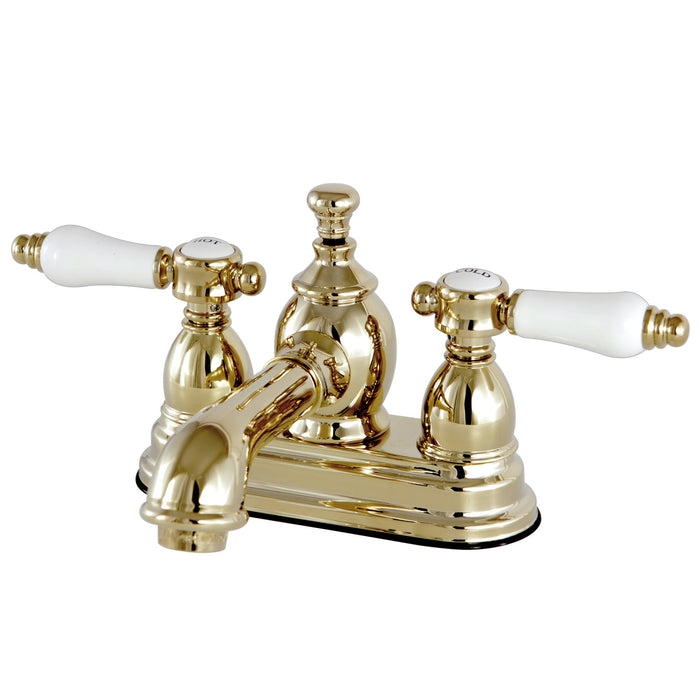 Kingston Tulare KS7002BPL - Bel-Air Double-Handle 3-Hole Deck Mount 4-Inch Centerset Bathroom Faucet with Brass Pop-Up, Polished Brass