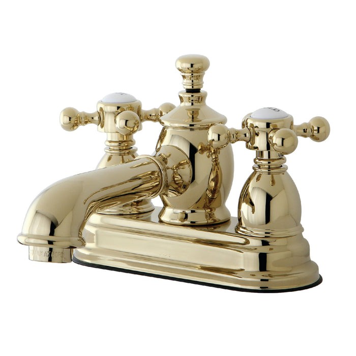 Kingston Tulare KS7002BX - English Country Double-Handle 3-Hole Deck Mount 4-Inch Centerset Bathroom Faucet with Brass Pop-Up, Polished Brass