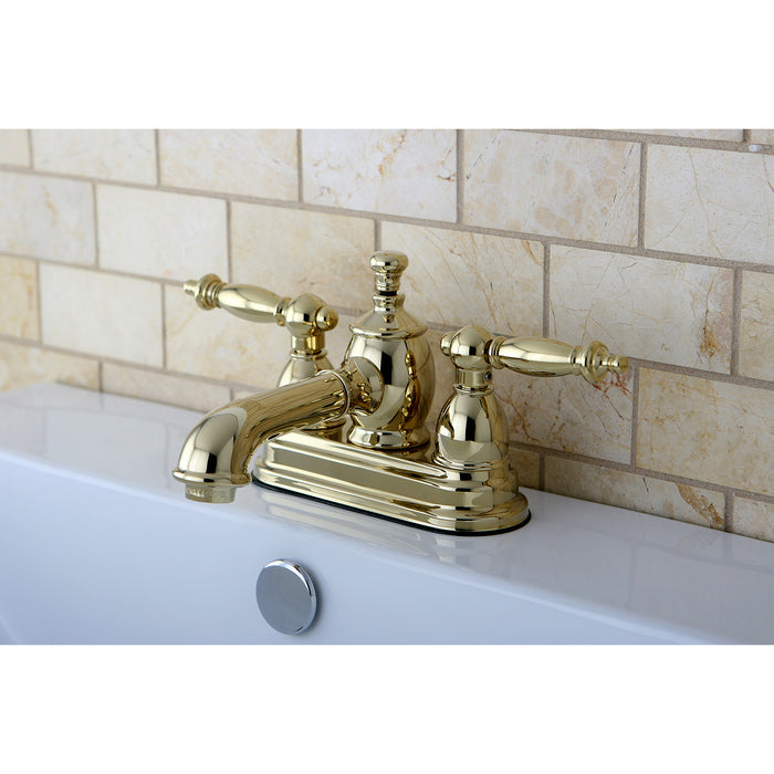 Kingston Tulare KS7002TL - Templeton Double-Handle 3-Hole Deck Mount 4-Inch Centerset Bathroom Faucet with Brass Pop-Up, Polished Brass