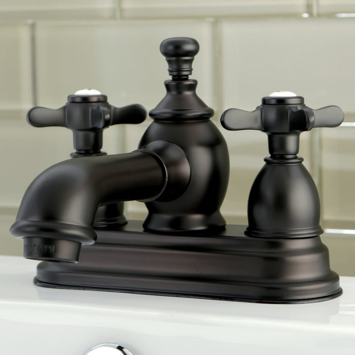 Kingston Tulare KS7005BEX - Essex Double-Handle 3-Hole Deck Mount 4-Inch Centerset Bathroom Faucet with Brass Pop-Up, Oil Rubbed Bronze