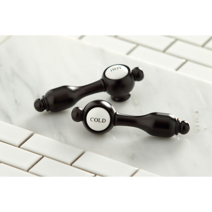 Kingston Tulare KS7005TAL - Tudor Double-Handle 3-Hole Deck Mount 4-Inch Centerset Bathroom Faucet with Brass Pop-Up, Oil Rubbed Bronze