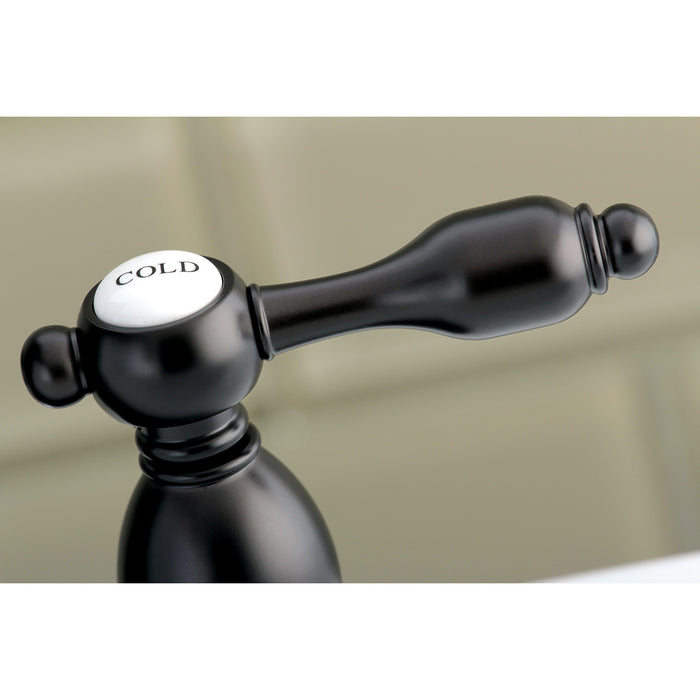 Kingston Tulare KS7005TAL - Tudor Double-Handle 3-Hole Deck Mount 4-Inch Centerset Bathroom Faucet with Brass Pop-Up, Oil Rubbed Bronze