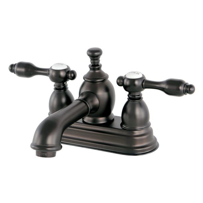Kingston Tulare KS7005TAL - Tudor Double-Handle 3-Hole Deck Mount 4-Inch Centerset Bathroom Faucet with Brass Pop-Up, Oil Rubbed Bronze