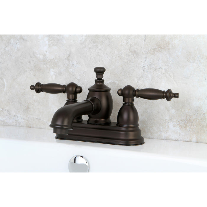 Kingston Tulare KS7005TL - Templeton Double-Handle 3-Hole Deck Mount 4-Inch Centerset Bathroom Faucet with Brass Pop-Up, Oil Rubbed Bronze