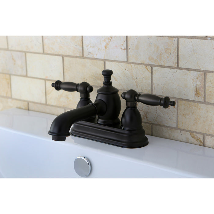 Kingston Tulare KS7005TL - Templeton Double-Handle 3-Hole Deck Mount 4-Inch Centerset Bathroom Faucet with Brass Pop-Up, Oil Rubbed Bronze