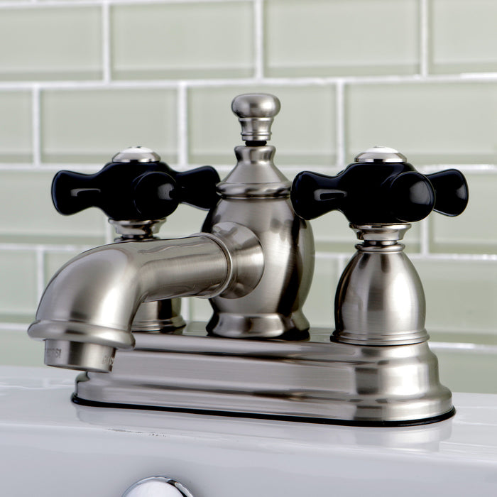 Kingston Tulare KS7008PKX - Duchess Double-Handle 3-Hole Deck Mount 4-Inch Centerset Bathroom Faucet with Brass Pop-Up, Brushed Nickel