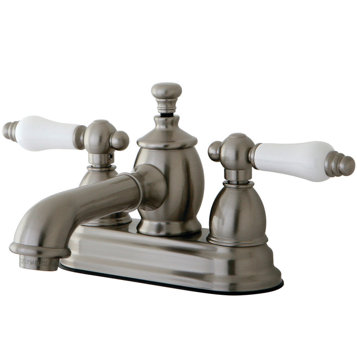 Kingston Tulare KS7008PL - English Country Double-Handle 3-Hole Deck Mount 4-Inch Centerset Bathroom Faucet with Brass Pop-Up, Brushed Nickel
