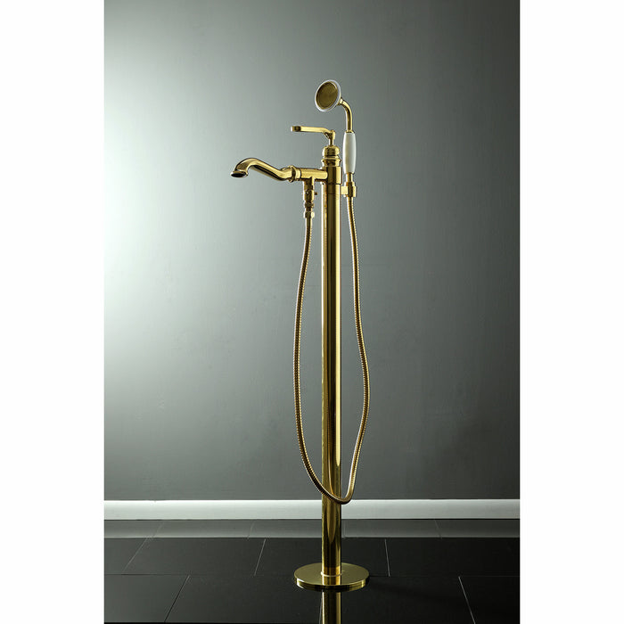 Kingston Tulare KS7012RL - Royale Single-Handle 1-Hole Freestanding Tub Faucet with Hand Shower, Polished Brass