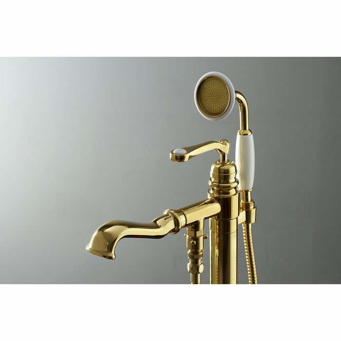 Kingston Tulare KS7012RL - Royale Single-Handle 1-Hole Freestanding Tub Faucet with Hand Shower, Polished Brass