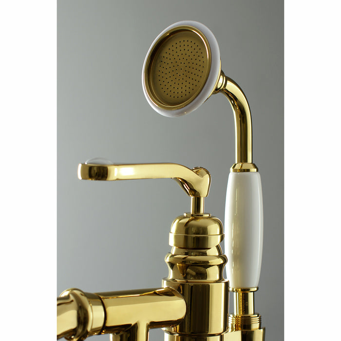 Kingston Tulare KS7012RL - Royale Single-Handle 1-Hole Freestanding Tub Faucet with Hand Shower, Polished Brass