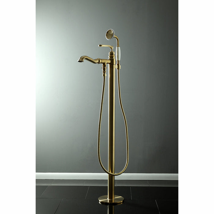 Kingston Tulare KS7017RL - Royale Single-Handle 1-Hole Freestanding Tub Faucet with Hand Shower, Brushed Brass
