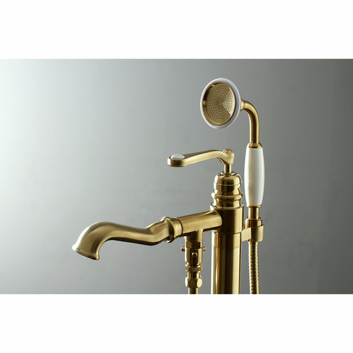 Kingston Tulare KS7017RL - Royale Single-Handle 1-Hole Freestanding Tub Faucet with Hand Shower, Brushed Brass