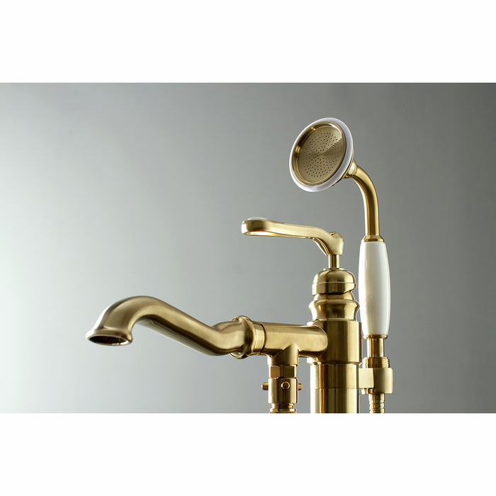 Kingston Tulare KS7017RL - Royale Single-Handle 1-Hole Freestanding Tub Faucet with Hand Shower, Brushed Brass