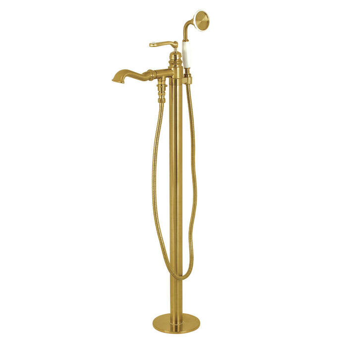 Kingston Tulare KS7017RL - Royale Single-Handle 1-Hole Freestanding Tub Faucet with Hand Shower, Brushed Brass