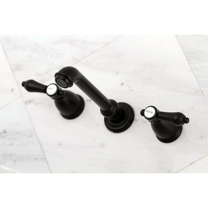 Kingston Tulare KS7020BAL - Heirloom Two-Handle 3-Hole Wall Mount Tub Faucet, Matte Black