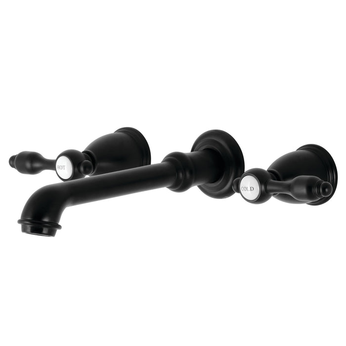 Kingston Tulare KS7020BAL - Heirloom Two-Handle 3-Hole Wall Mount Tub Faucet, Matte Black