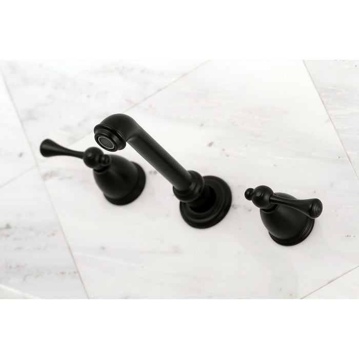 Kingston Tulare KS7020BL - English Country Two-Handle 3-Hole Wall Mount Tub Faucet, Matte Black