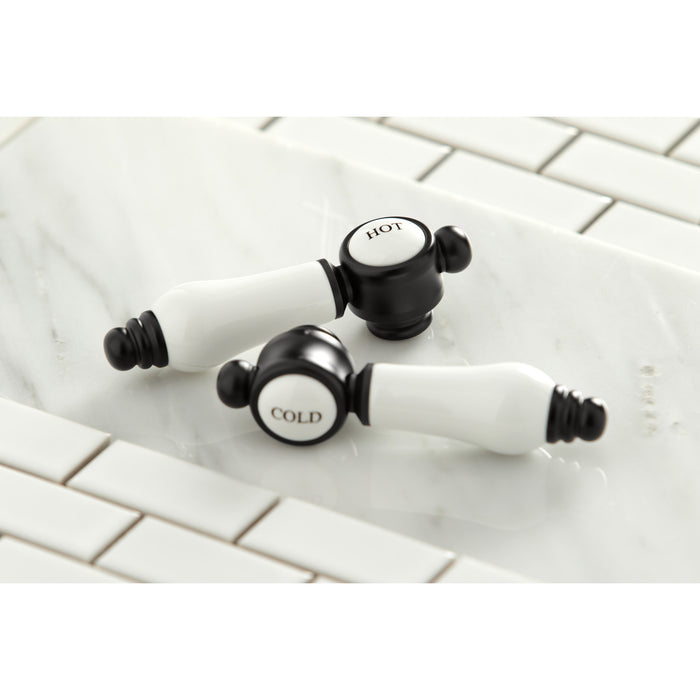 Kingston Tulare KS7020BPL - Bel-Air Two-Handle 3-Hole Wall Mount Tub Faucet, Matte Black