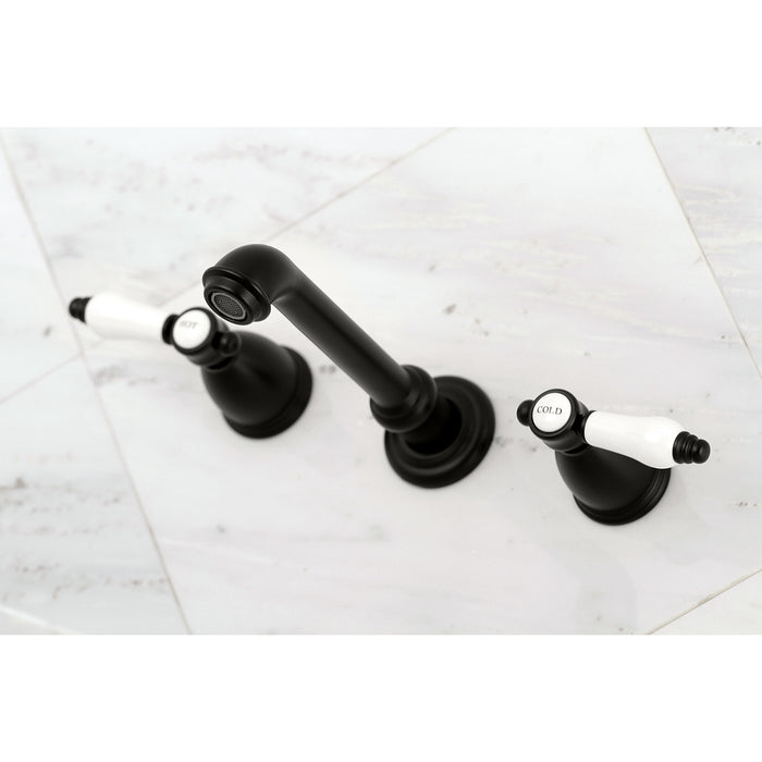 Kingston Tulare KS7020BPL - Bel-Air Two-Handle 3-Hole Wall Mount Tub Faucet, Matte Black