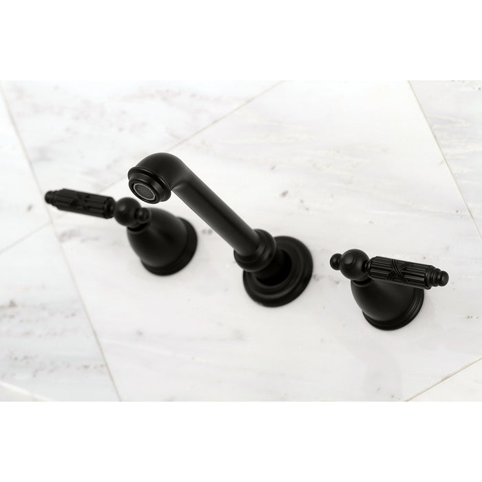 Kingston Tulare KS7020GL - Georgian Two-Handle 3-Hole Wall Mount Tub Faucet, Matte Black