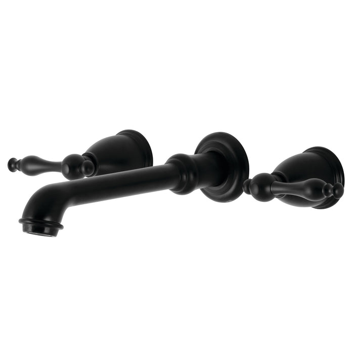 Kingston Tulare KS7020NL - Naples Two-Handle 3-Hole Wall Mount Tub Faucet, Matte Black