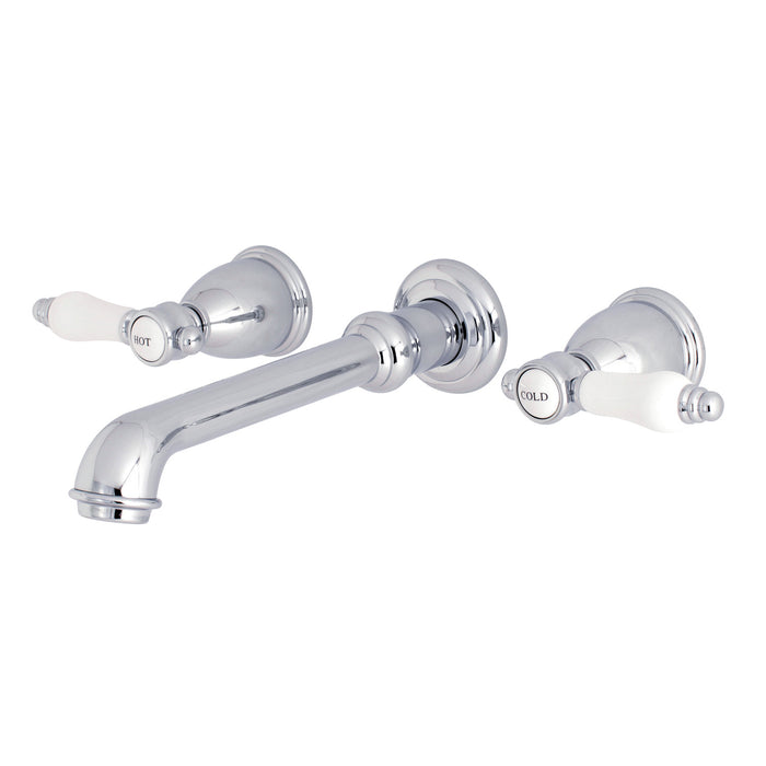 Kingston Tulare KS7021BPL - Bel-Air Two-Handle 3-Hole Wall Mount Tub Faucet, Polished Chrome