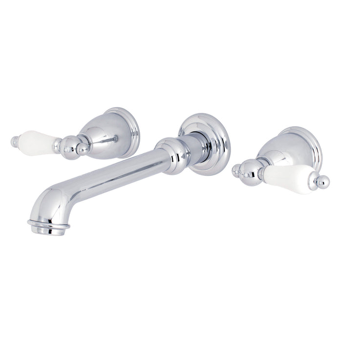 Kingston Tulare KS7021PL - English Vintage Two-Handle 3-Hole Wall Mount Tub Faucet, Polished Chrome