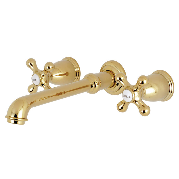 Kingston Tulare KS7022AX - English Country Two-Handle 3-Hole Wall Mount Tub Faucet, Polished Brass