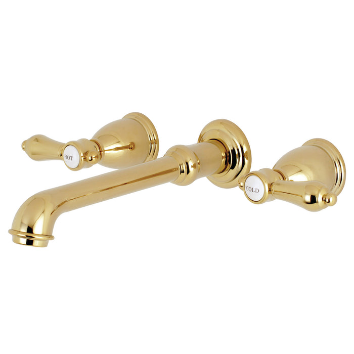 Kingston Tulare KS7022BAL - Heirloom Two-Handle 3-Hole Wall Mount Tub Faucet, Polished Brass