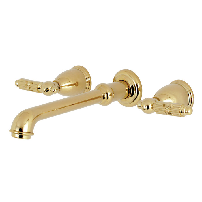 Kingston Tulare KS7022GL - Georgian Two-Handle 3-Hole Wall Mount Tub Faucet, Polished Brass