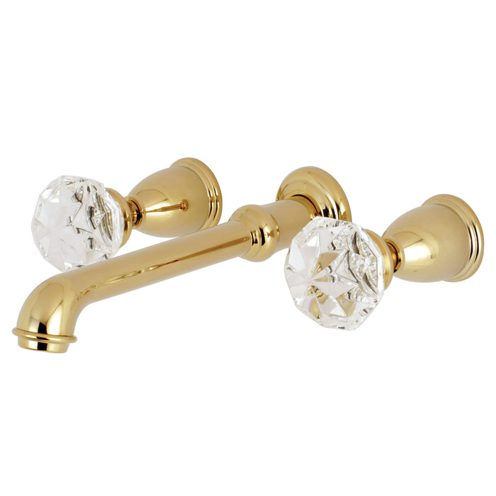 Kingston Tulare KS7022KWL - Krystal Onyx Two-Handle 3-Hole Wall Mount Tub Faucet, Polished Brass