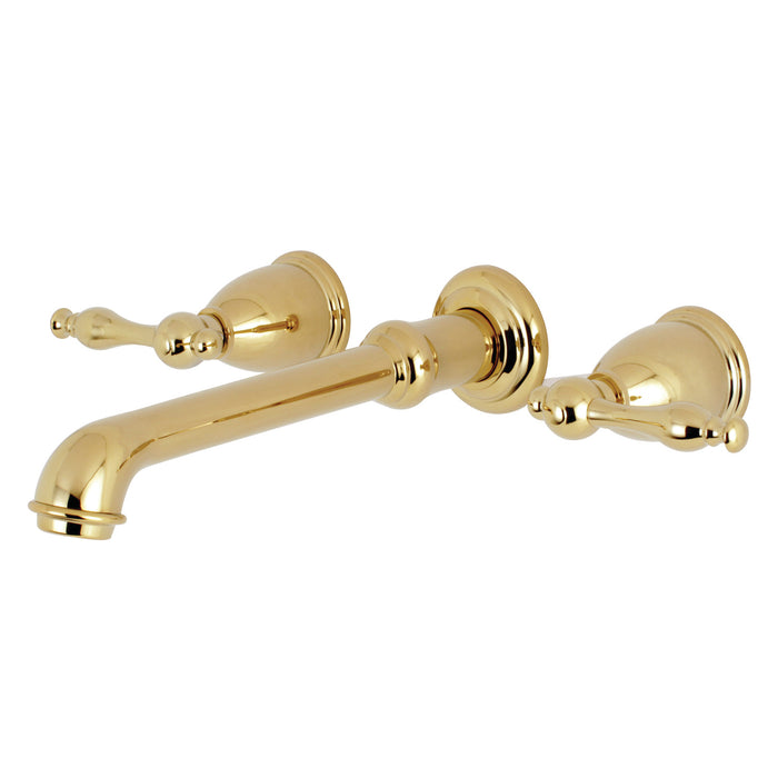 Kingston Tulare KS7022NL - Naples Two-Handle 3-Hole Wall Mount Tub Faucet, Polished Brass