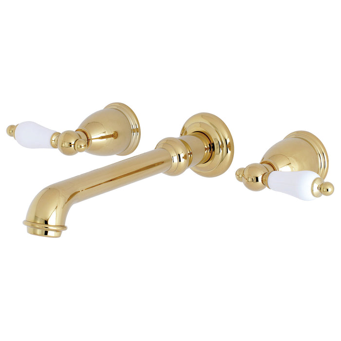 Kingston Tulare KS7022PL - English Vintage Two-Handle 3-Hole Wall Mount Tub Faucet, Polished Brass
