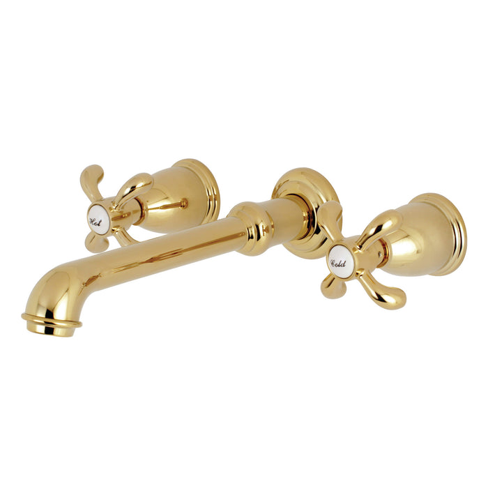 Kingston Tulare KS7022TX - French Country Two-Handle 3-Hole Wall Mount Tub Faucet, Polished Brass