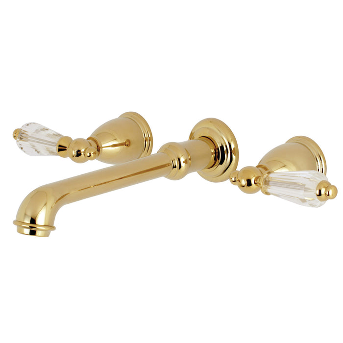 Kingston Tulare KS7022WLL - Wilshire Two-Handle 3-Hole Wall Mount Tub Faucet, Polished Brass