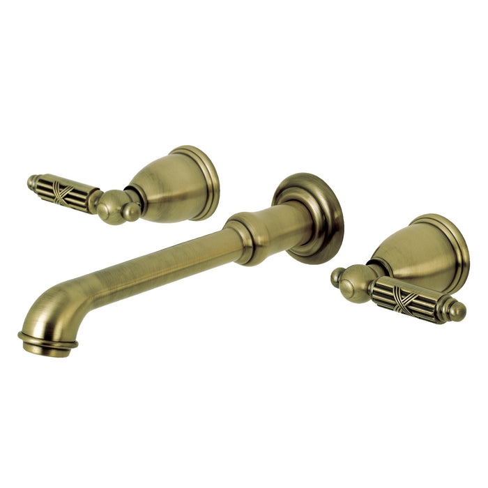 Kingston Tulare KS7023GL - Georgian Two-Handle 3-Hole Wall Mount Tub Faucet, Antique Brass