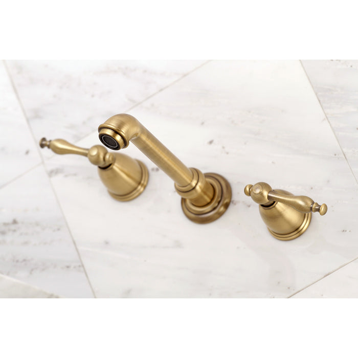 Kingston Tulare KS7023NL - Naples Two-Handle 3-Hole Wall Mount Tub Faucet, Antique Brass