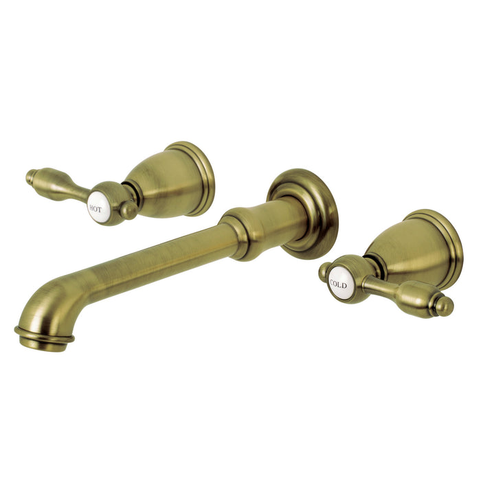 Kingston Tulare KS7023TAL - Tudor Two-Handle 3-Hole Wall Mount Tub Faucet, Antique Brass