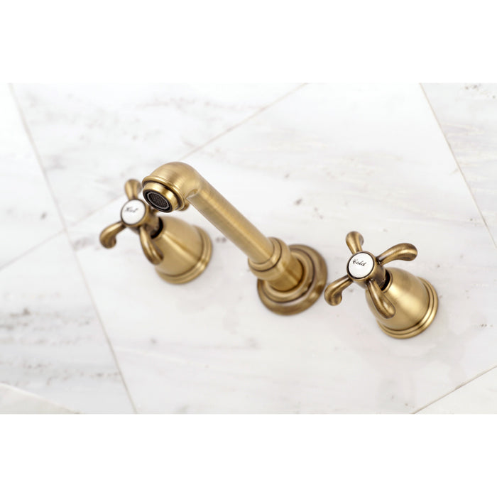 Kingston Tulare KS7023TX - French Country Two-Handle 3-Hole Wall Mount Tub Faucet, Antique Brass