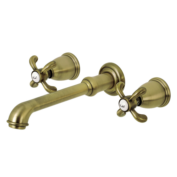 Kingston Tulare KS7023TX - French Country Two-Handle 3-Hole Wall Mount Tub Faucet, Antique Brass
