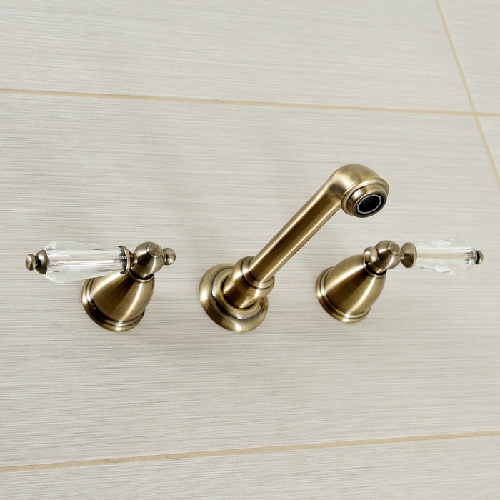 Kingston Tulare KS7023WLL - Wilshire Two-Handle 3-Hole Wall Mount Tub Faucet, Antique Brass
