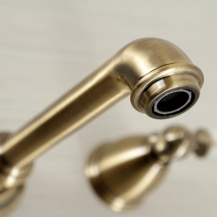 Kingston Tulare KS7023WLL - Wilshire Two-Handle 3-Hole Wall Mount Tub Faucet, Antique Brass